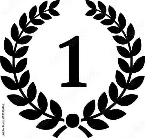 first laurel glyph flat vector icon