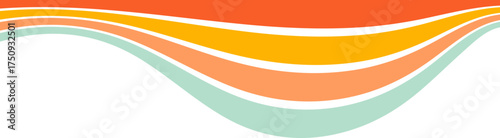 Rainbow retro header with colored lines for banner. Abstract vintage geometric stripes for template and poster. Dynamic playful border and divider. Cute footer and headline