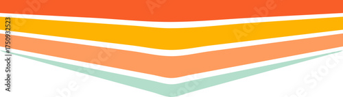 Rainbow retro header with colored lines for banner. Abstract vintage geometric stripes for template and poster. Dynamic playful border and divider. Cute footer and headline