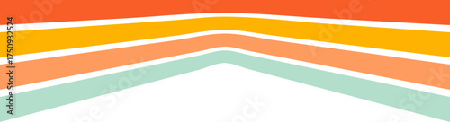 Rainbow retro header with colored lines for banner. Abstract vintage geometric stripes for template and poster. Dynamic playful border and divider. Cute footer and headline