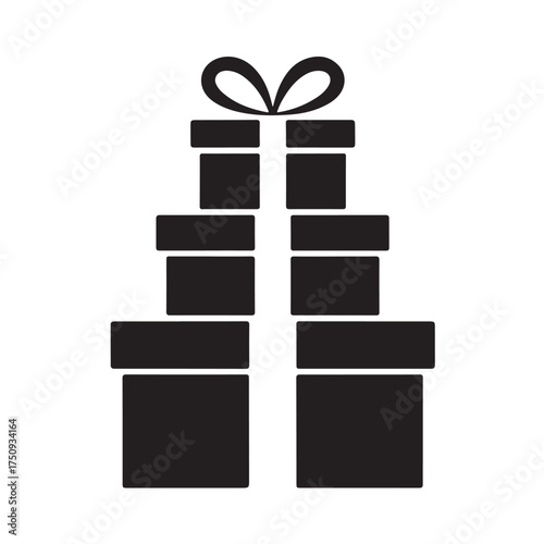 Stack of gift boxes with ribbon bow isolated on white background
