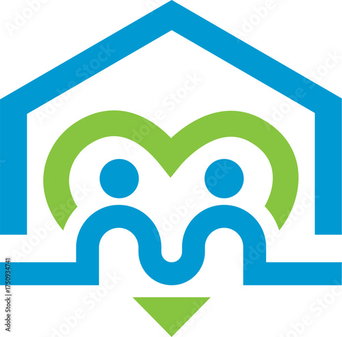 Family Home Heart People Icon Modern Vector Real Estate Logo Design Template
