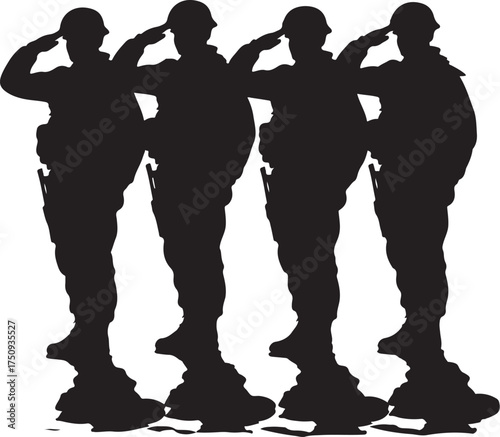 Soldiers saluting in silhouette representing honor and courage