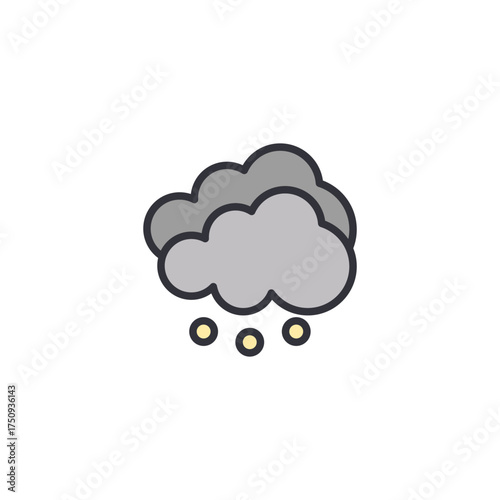 A dark cloud icon representing overcast skies, cloudy atmosphere, and gloomy weather conditions before rainfall.