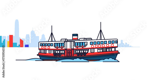 iconic star ferry sailing across victoria harbor in hong kong representing tourism and heritage ideal for travel blogs and cultural showcases