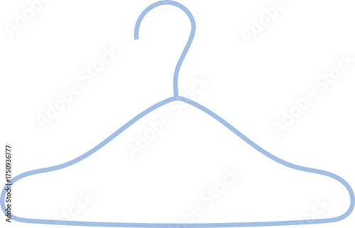 isolated plastic clothing hanger flat design, light blue hanger illustration
