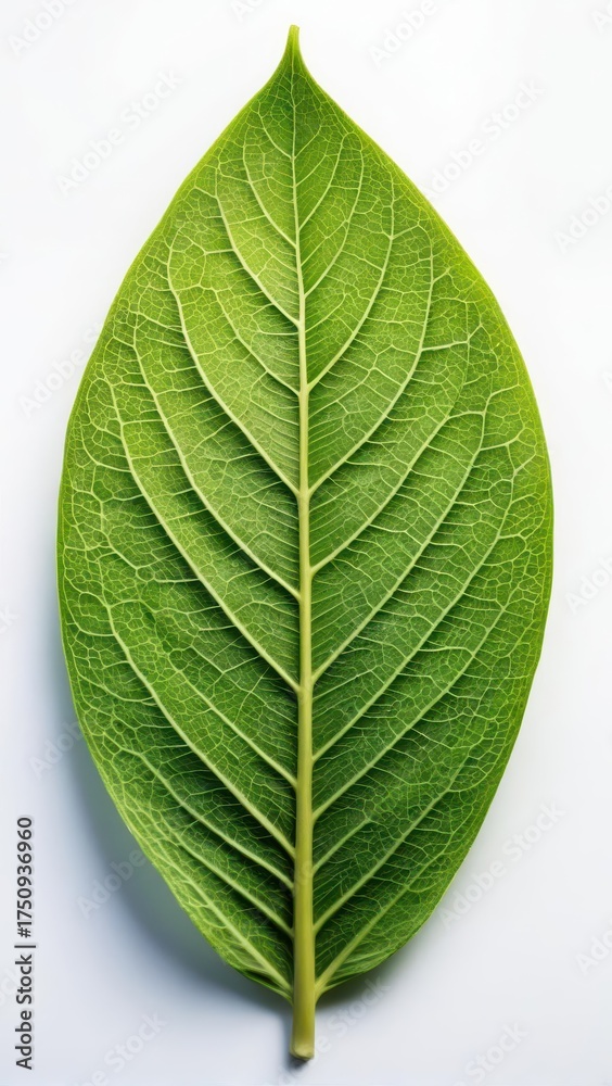 Obraz premium Freshly picked nut leaf with delicate veins and texture on a clean white background