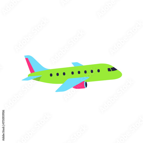 Wallpaper Mural Colorful Cartoon Airplane Illustration with Blue and Pink Accents. Torontodigital.ca