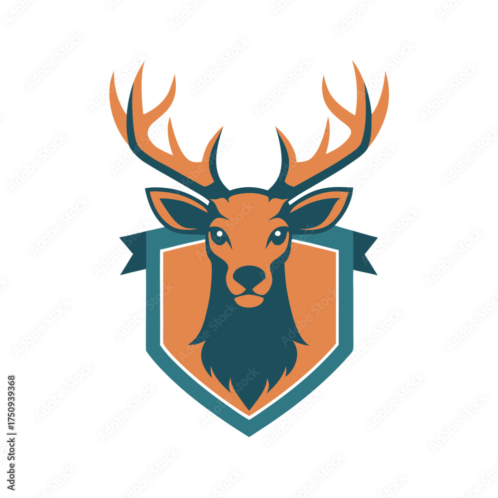 Fototapeta premium Deer Head Emblem Logo Design animal badge