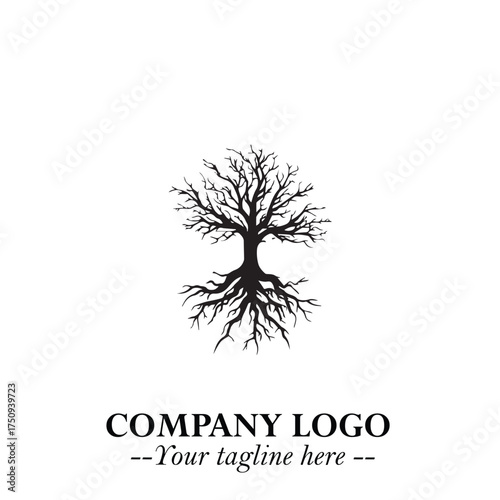 Root of the Tree Logo Symbol in Black and White Minimalist Vector Illustration Design