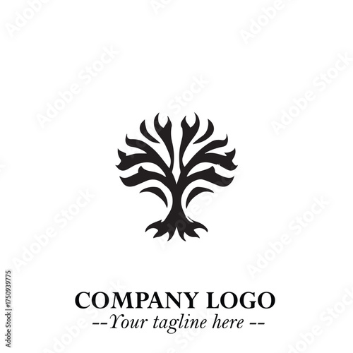 Root of the Tree Logo Symbol in Black and White Minimalist Vector Illustration Design