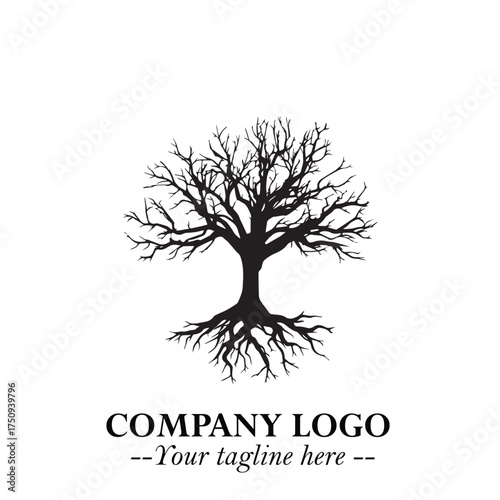 Root of the Tree Logo Symbol in Black and White Minimalist Vector Illustration Design