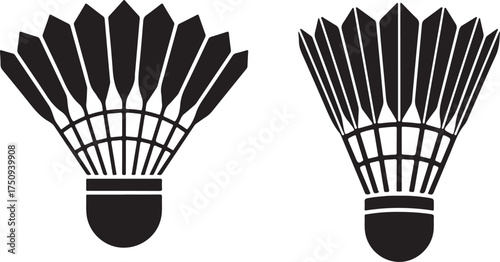 set shuttlecock silhouette icon, badminton shuttlecock icon, badminton vector illustration isolated on white background