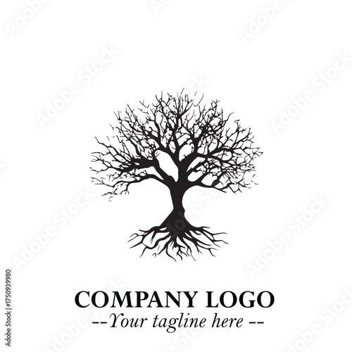 Root of the Tree Logo Symbol in Black and White Minimalist Vector Illustration Design