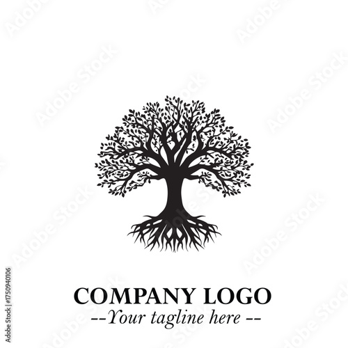 Root of the Tree Logo Symbol in Black and White Minimalist Vector Illustration Design