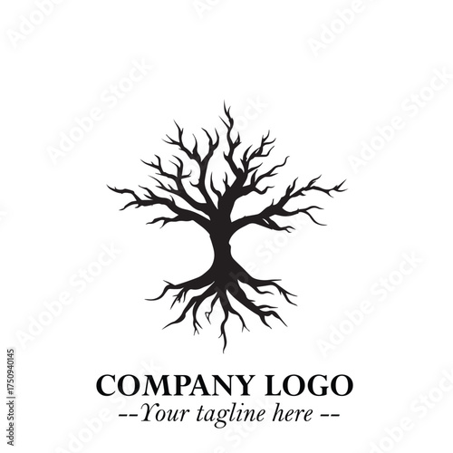 Root of the Tree Logo Symbol in Black and White Minimalist Vector Illustration Design