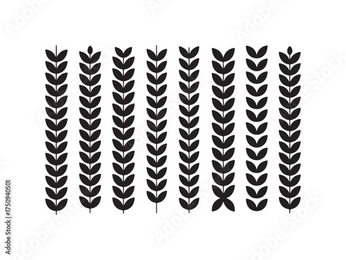 Rows of Wheat Grain Stalks Farm Harvest Crop Vector Graphic