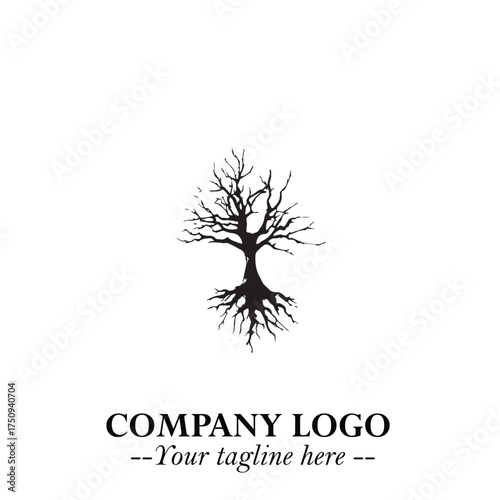 Root of the Tree Logo Symbol in Black and White Minimalist Vector Illustration Design