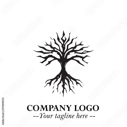 Root of the Tree Logo Symbol in Black and White Minimalist Vector Illustration Design