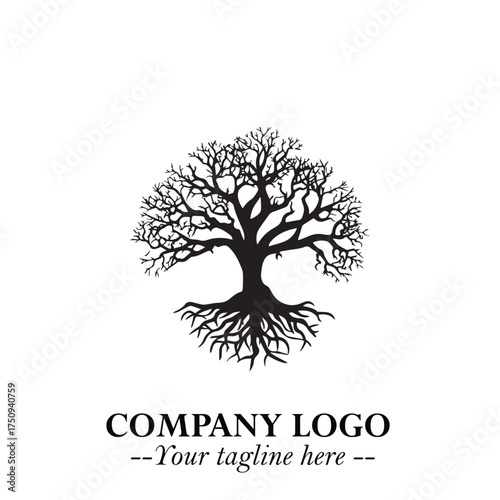 Root of the Tree Logo Symbol in Black and White Minimalist Vector Illustration Design