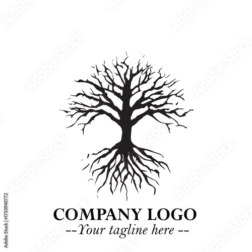 Root of the Tree Logo Symbol in Black and White Minimalist Vector Illustration Design