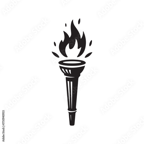 Classic Torch Flame Silhouette Illustration Vector Icon Symbol Graphic