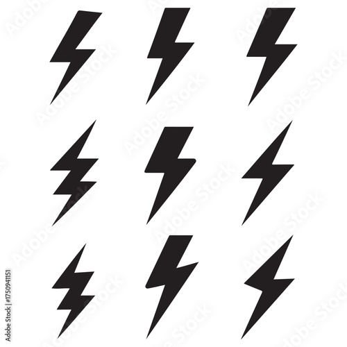 Flash symbol, thunderbolt, blitz lightnings strike sign vector

