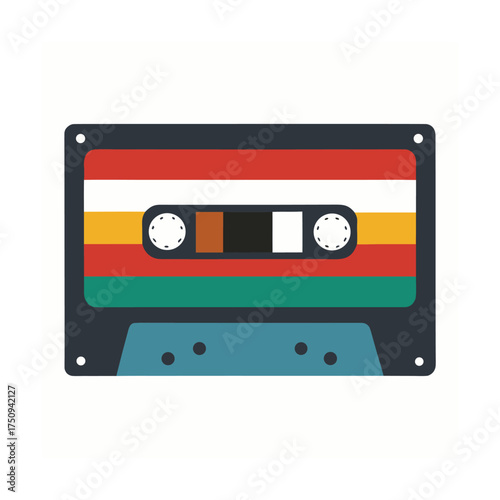 Retro Cassette Tape with Colorful Stripes audio music