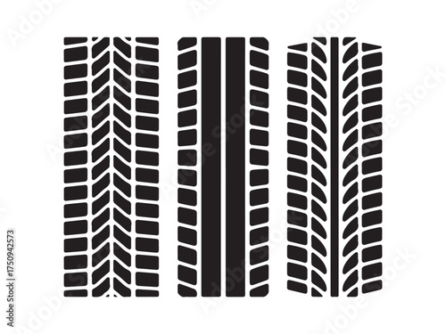 Tire Tread Pattern Vector Illustration Set Design Concept