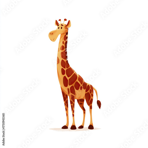 
Cute giraffe, simple flat illustration clip art , with muted beige colors on a white background.