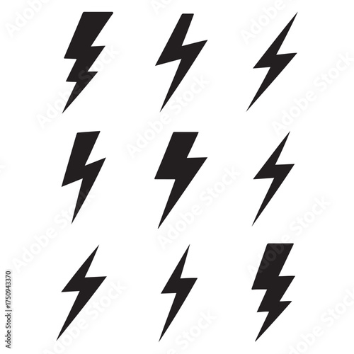 Flash symbol, thunderbolt, blitz lightnings strike sign vector

