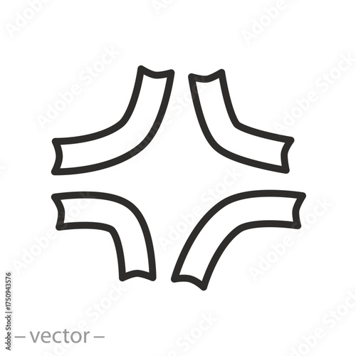 Anger Icon. Angry Emoji Sign. Editable Stroke Vector Illustration.