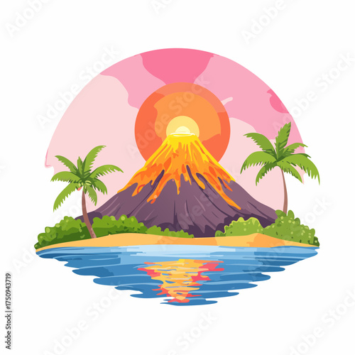 Vulkaninsel bei Sonnenaufgang