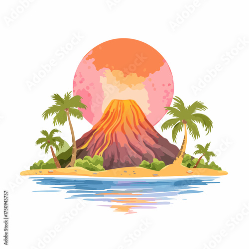 Vulkaninsel bei Sonnenaufgang