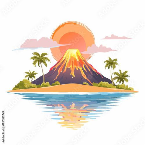 Vulkaninsel bei Sonnenaufgang