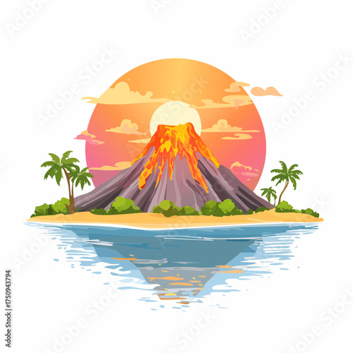 Vulkaninsel bei Sonnenaufgang