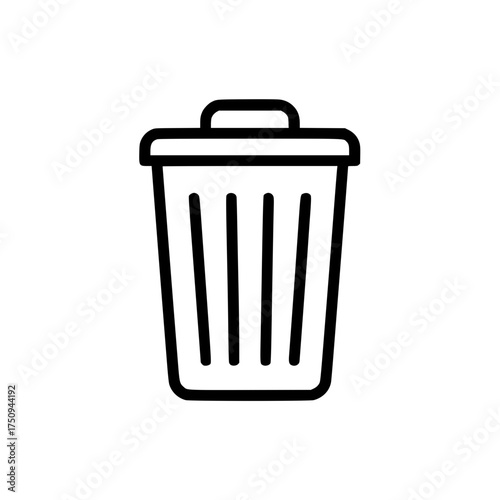 Black trash can line icon isolated
