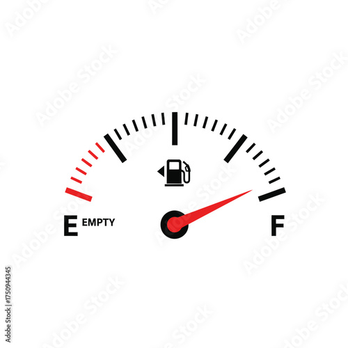 Fuel Gauge Icon – Gas Meter, Fuel Indicator, Petrol Level, Car Dashboard Symbol