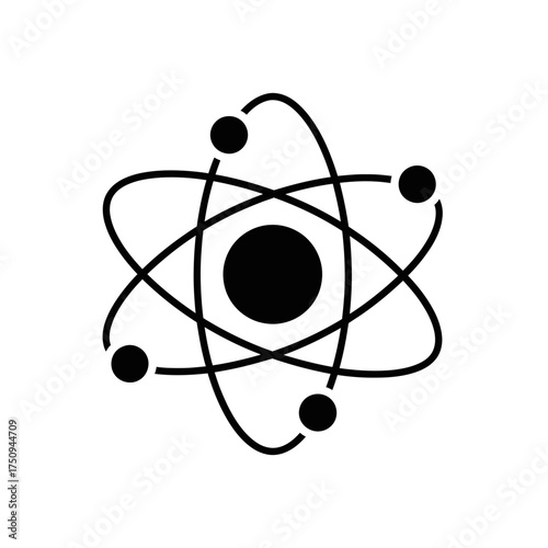 Atomic Structure Symbol Icon – Science, Physics, Chemistry, and Energy Concept