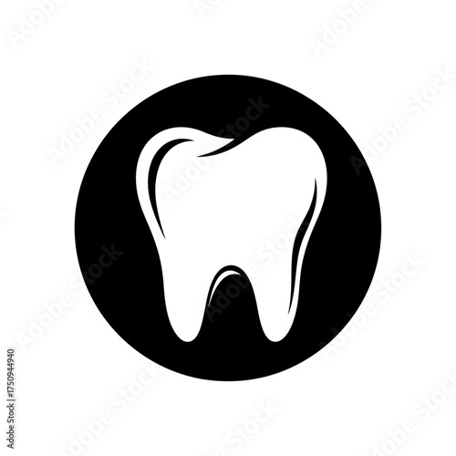 Tooth Silhouette Icon in Circle – Dental Care Symbol for Dentist, Hygiene, and Oral Health Design