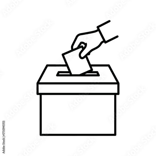 Voting Ballot Box Outline Icon for Election and Democracy