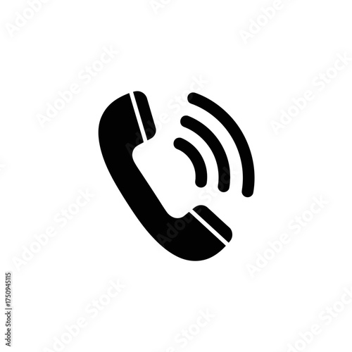 Ringing Telephone Receiver Solid Icon for Call and Contact