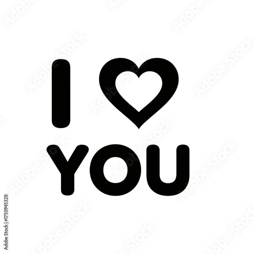 I Love You Text Message with Heart Symbol Icon