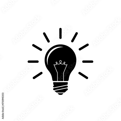 Glowing Light Bulb Idea and Energy Icon