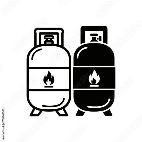 LPG Gas Cylinder Tank Icon Set