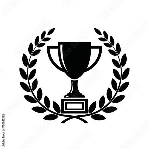 Trophy and Laurel Wreath Vector Icon
