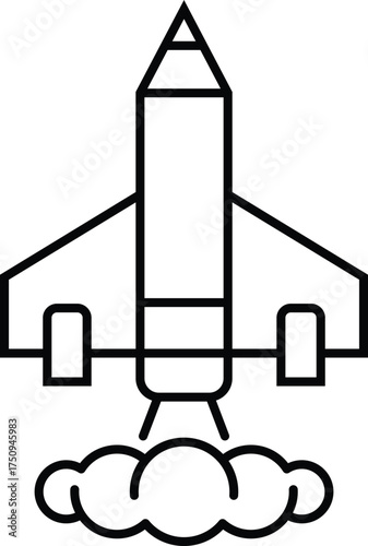 Rocket Launch Liftoff Line Art Icon