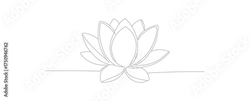 Dotted Line Art Lotus Flower Delicate and Elegant Floral Design