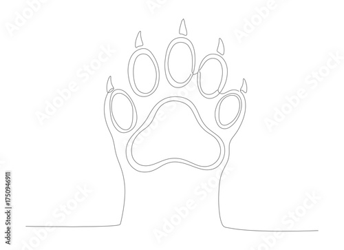 Minimalist Outline Single Line Drawing Animal Paw Print Pet Foot