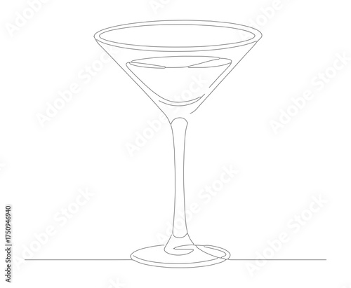 Simple Outline Dashed Line Martini Cocktail Illustration Alcoholic Drink